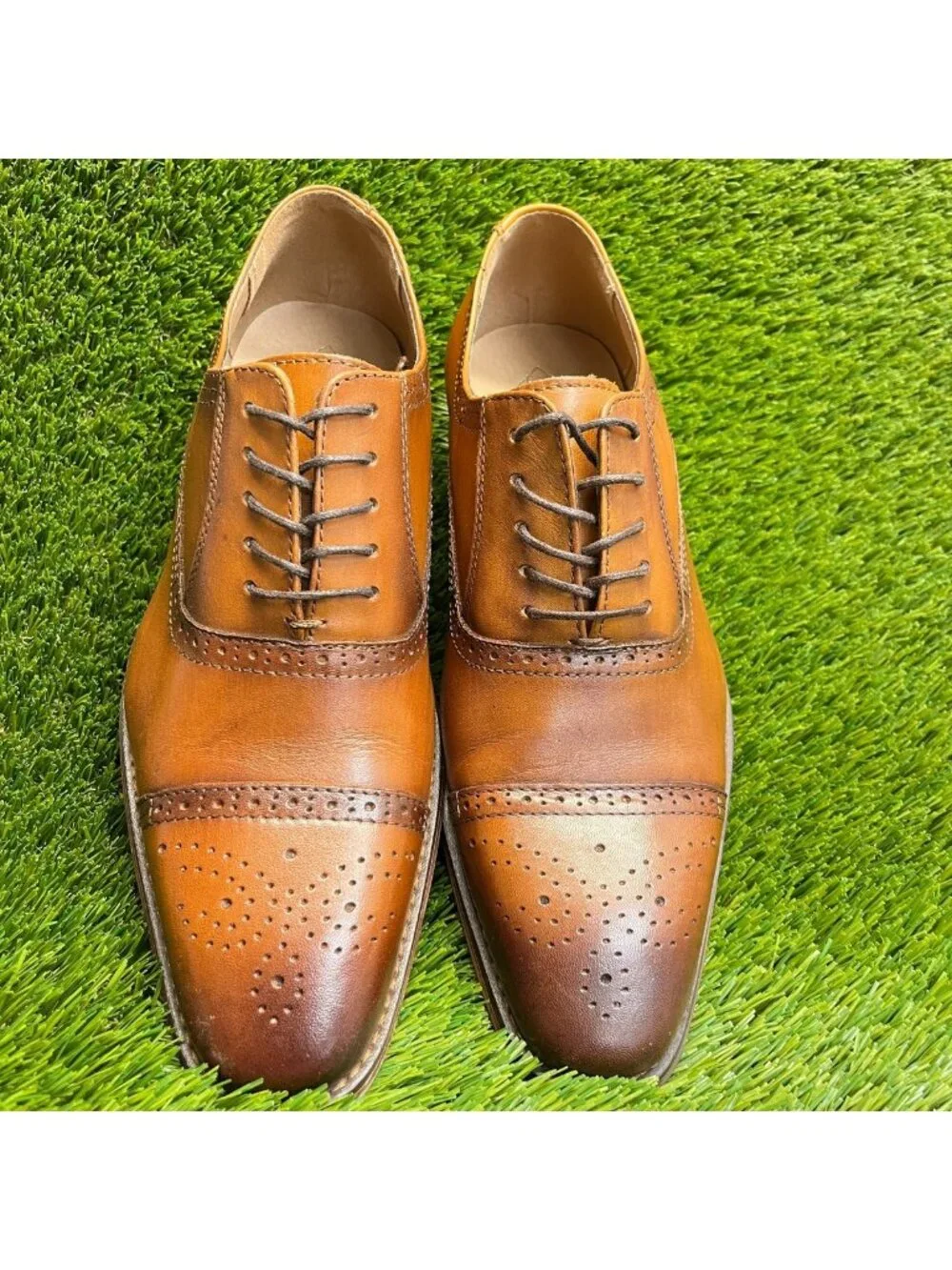 La Milano Lorenzo Mens Size 10.5 Brown Casual Classic Cap Toe Oxford Dress Shoes